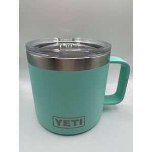 YETI Rambler 14 oz Mug Seafoam Green Stainless Steel Vacuum Insulated Camp Cup